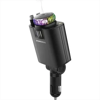 Porodo Aromaglow 120w Fast Car Charger With Aromatherapy Diffuser - Black